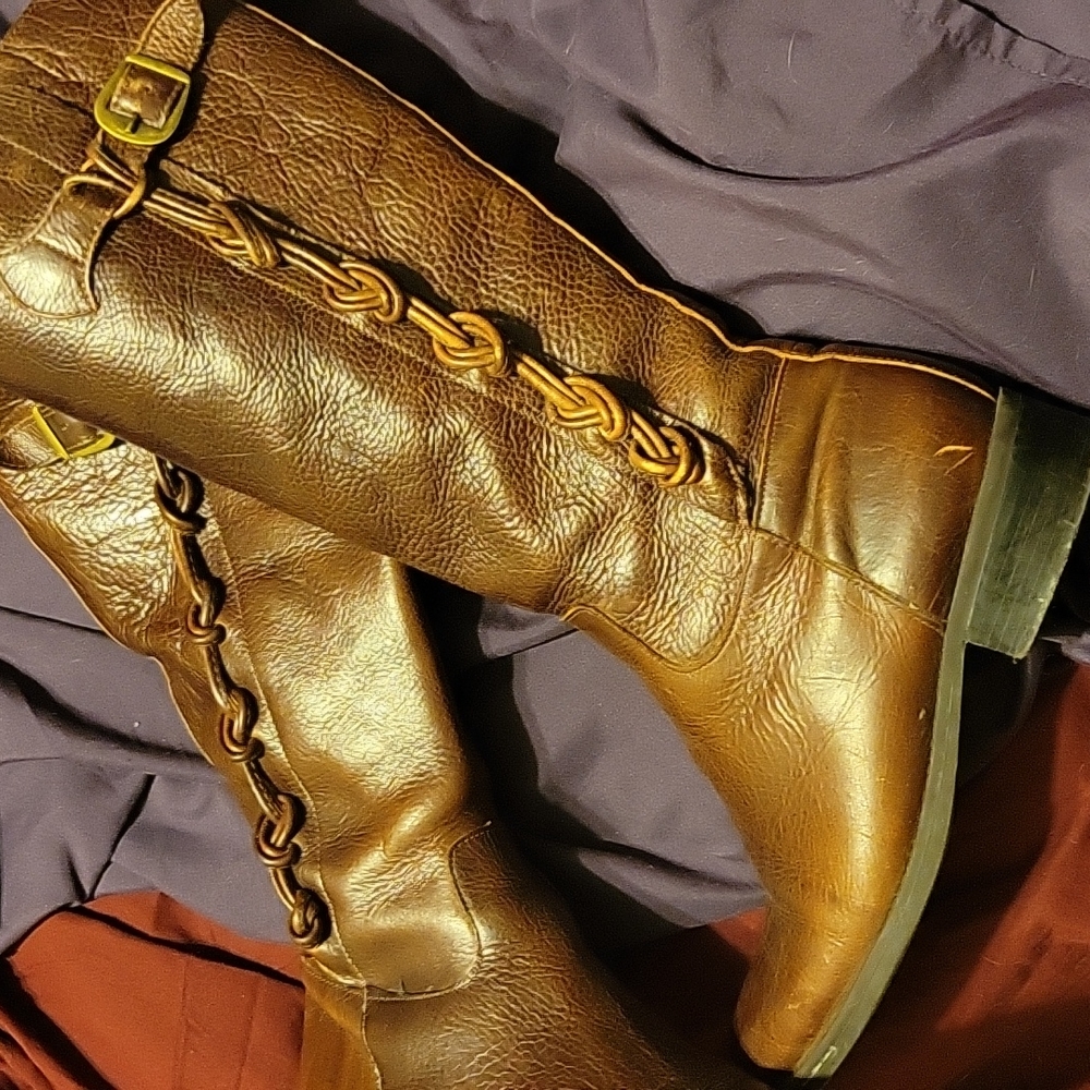 Vintage hand braided leather riding boots size 7